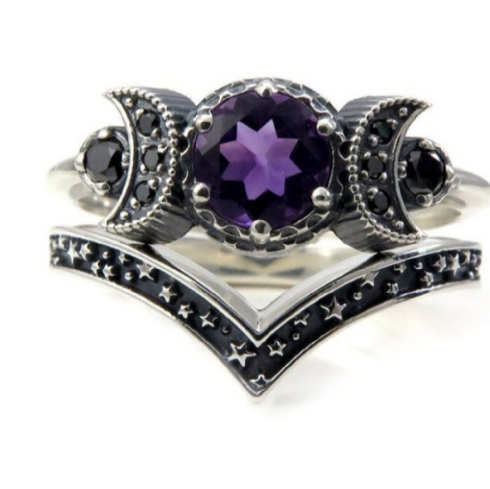 Hecate Triple Moon Ring Set